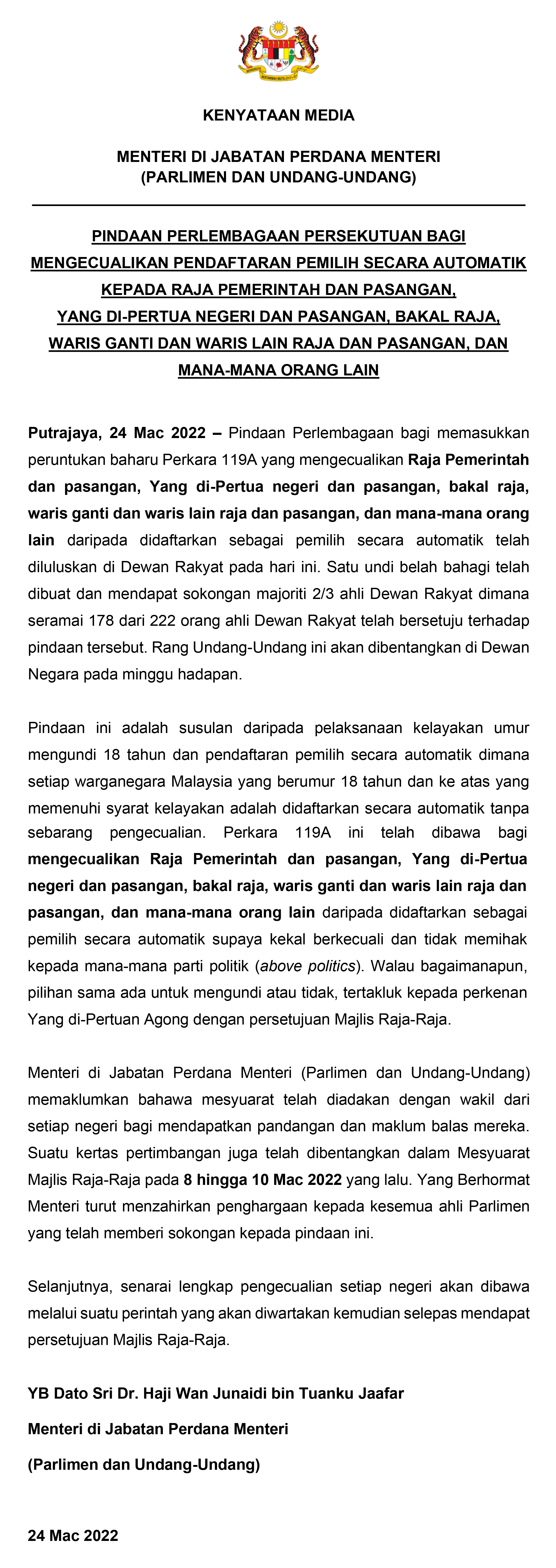 Draf awal Kenyataan Media   Pindaan Perkara 119 1