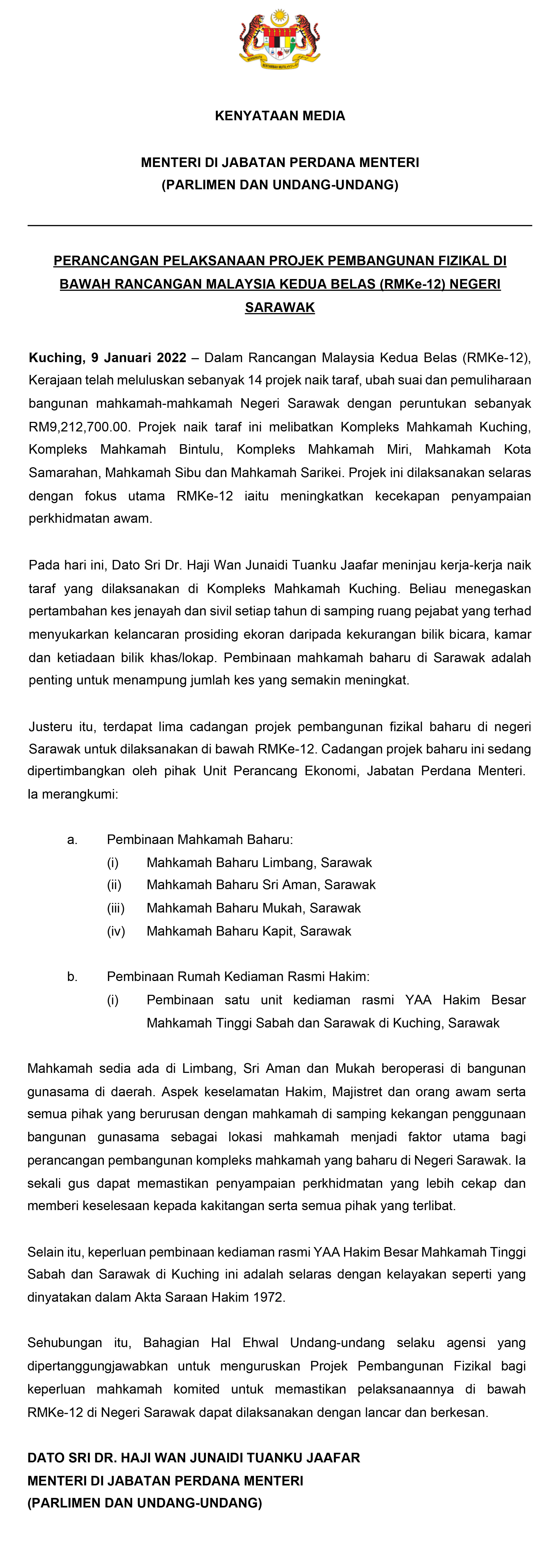 KENYATAAN MEDIA KUCHING 9.1 1